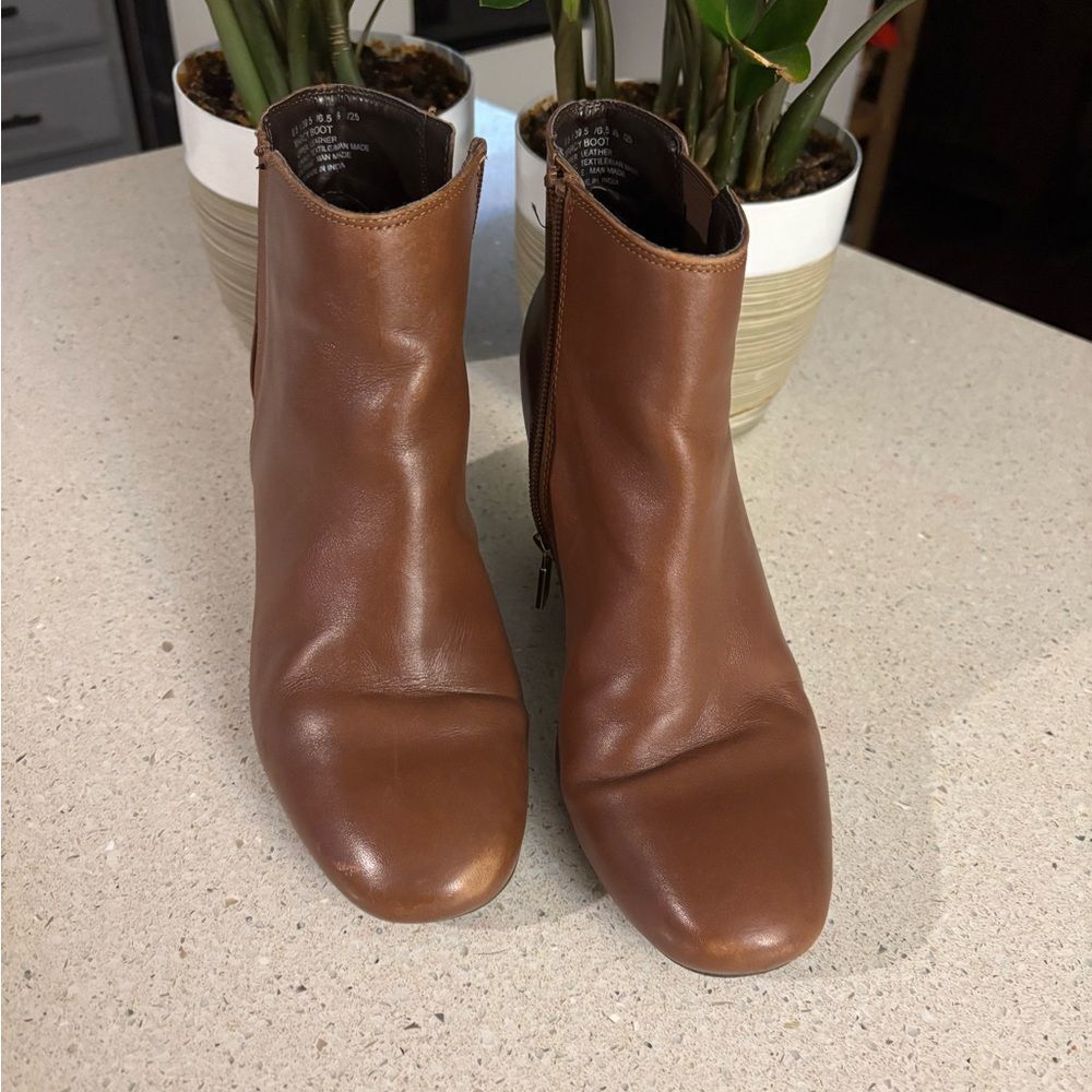 Brown Leather Ankle Wedge Boots by Kenneth Cole